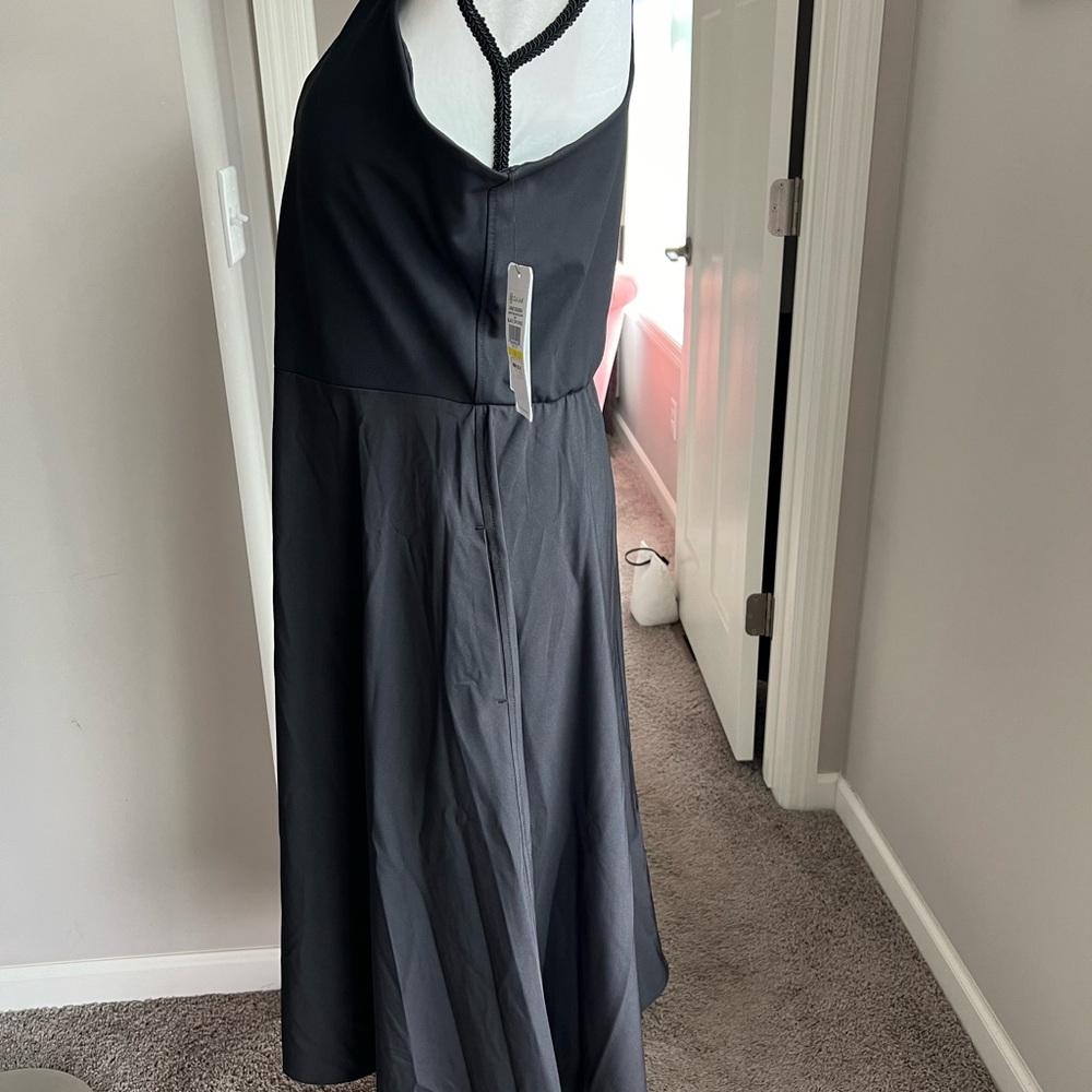 NWT Gaiam L Journey Midi Dress w/Bra Cups Black - Picture 2 of 8